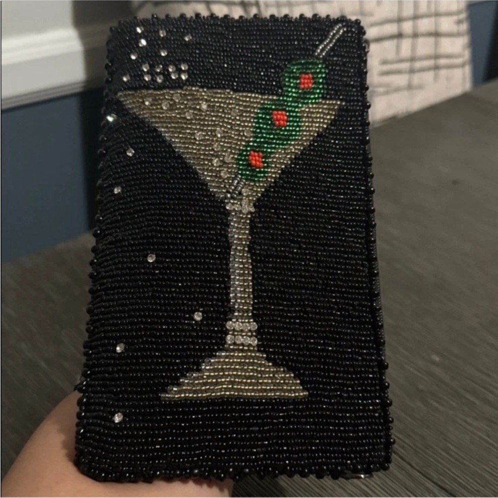 Mary Frances Black Beaded Clutch with Colorful Design